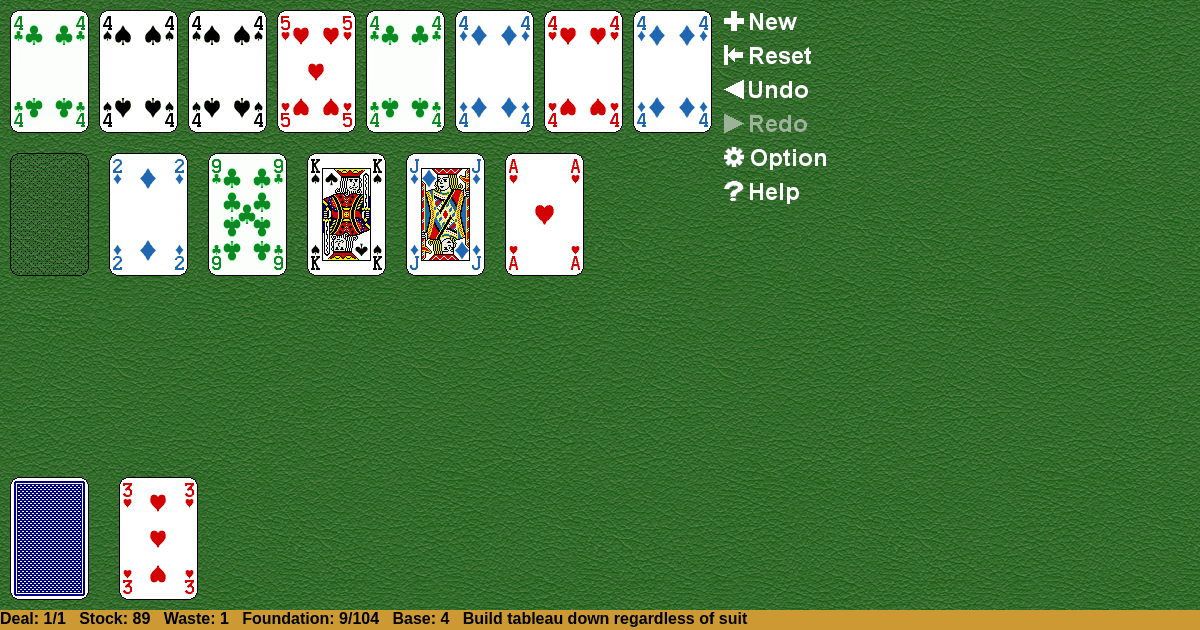 Fours Up Solitaire